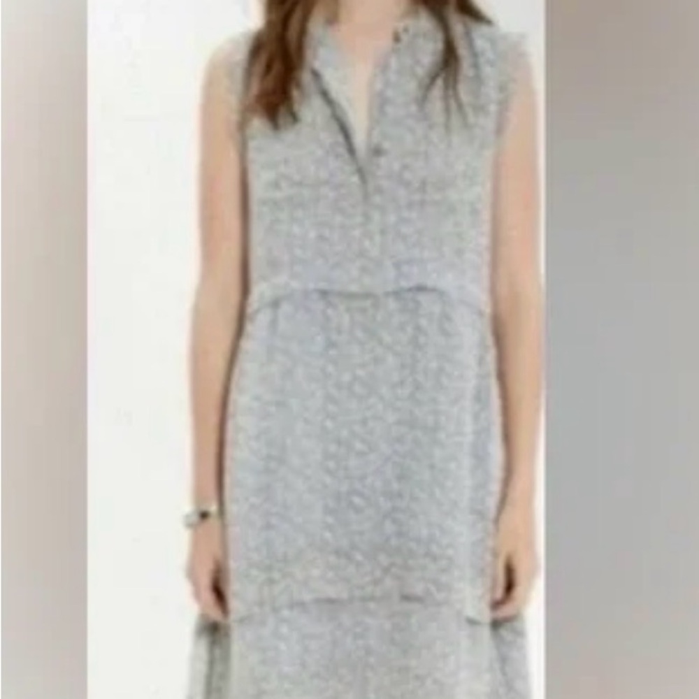 Madewell Sleeveless Tiered Midi Dress | Gray Leaf Print | Kentucky Derby Dress